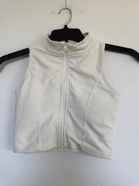 Cleo Harper Cream Zip-Front Sleeveless Crop Top